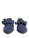 Women's Blue Cotton Ankle Boots Shoes Stretch