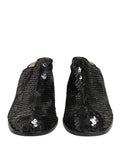 Women's Black Sequined Mules Shoes Leather