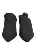 Women's Black Suede Heel Mule Shoes