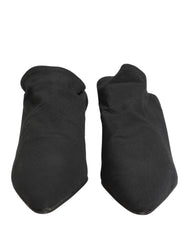 Women's Black Suede Heel Mule Shoes