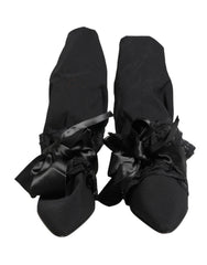 Women's Black Suede Mid Calf Boots Shoes