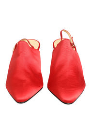 Women's Red Suede Heel Slingback Shoes