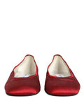 Women's Red Satin Fabric Ballet Slip On Flats Shoes