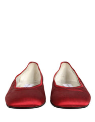 Women's Red Satin Fabric Ballet Slip On Flats Shoes