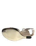 Women's Gold Silver Leather Wedge Heels Sandals Shoes