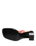 Women's Multicolor Leather Block Heels Sandals Shoes