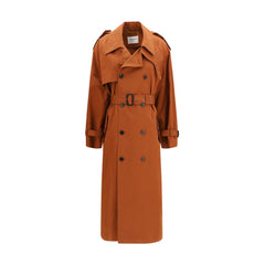 Women's Brown Cotton Trench Coat Clothing