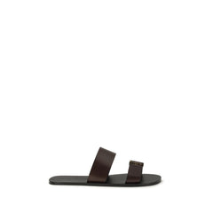 Men's Brown Calf Leather Bos Taurus Flat Sandals