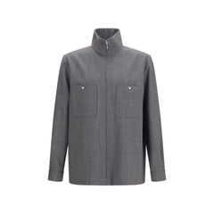 Men's Gray Polyester Coat Clothing
