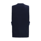 Blue Cashmere Sleeveles Sweater