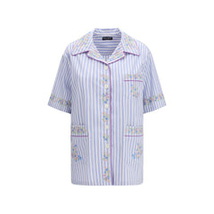 Women's Blue Cotton Shortsleeve Shirt