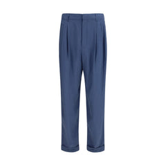 Men's Blue Silk Dress Pants