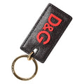 Black Calf Leather Logo Metal Ring Men Keychain Keyring