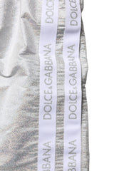 Silver Polyester Drawstring Men Shorts Swimwear
