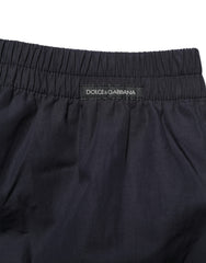 Men's Black Cotton Elastic Waist Swim Shorts Swimwear
