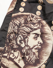 Men's Black Roman Coin Print Swim Shorts Swimwear Polyester