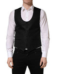 Men's Black Wool Single Breasted Waistcoat Vest Virgin Silk Polyester Clothing