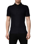 Men's Silk Blend Polo Black Cotton Polyester