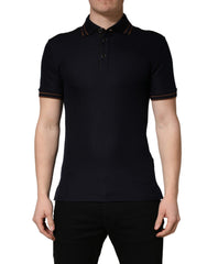 Men's Silk Blend Polo Black Cotton Polyester