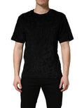 Men's Black Dg Mania Logo Print Casual T-Shirt Viscose Cotton