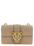Pinko Love Birds Metal Buckle Shoulder Bag — Beige