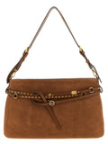 Pinko Suede Belt-Detailed Shoulder Bag — Tan