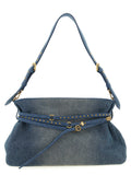 Pinko Studded Denim Shoulder Bag — Blue