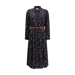 Women's Blue Silk Casual Dress