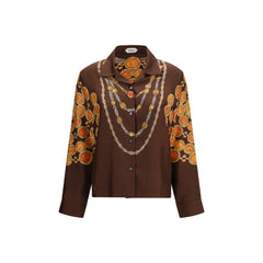 Women's Brown Fabric Pattern Shirt