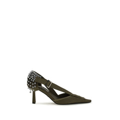 Women's Crystal-Embellished Canvas Pump Khaki Cotton