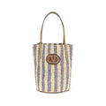 Women's Blue Raffia Backet Bag