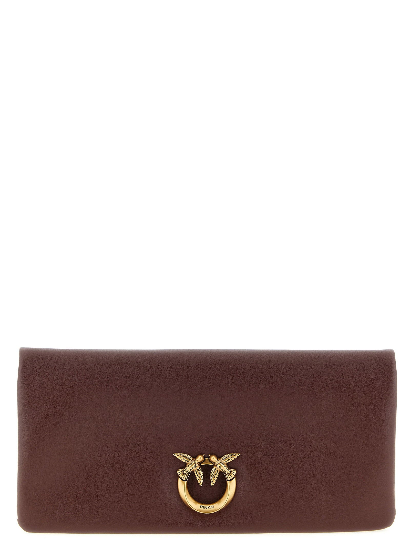 Pinko Soft Padded Leather Clutch — Brown
