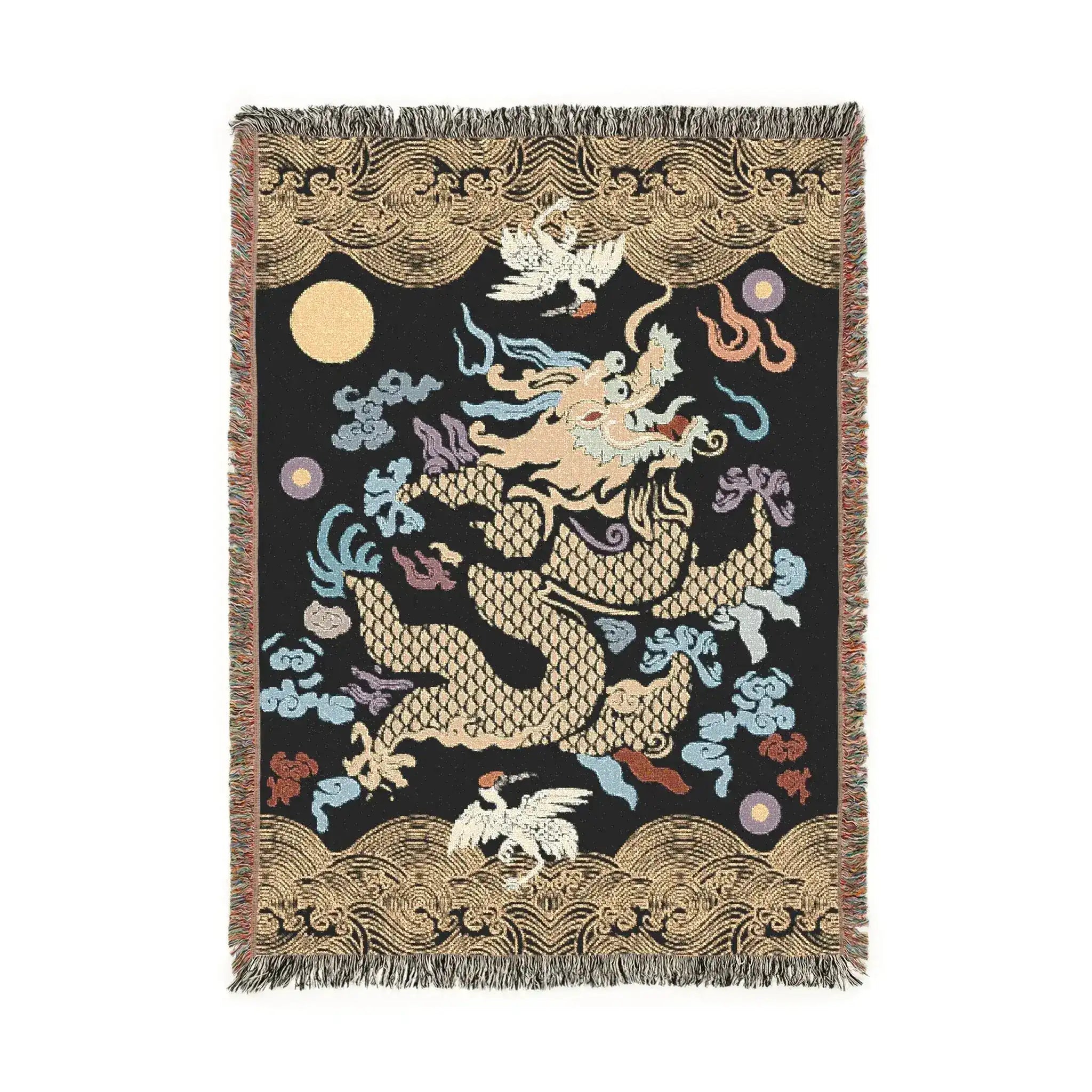 Midnight Celestial Dragon Woven Blanket