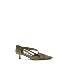 Women's Cotton Mid-Heel Pump Beige