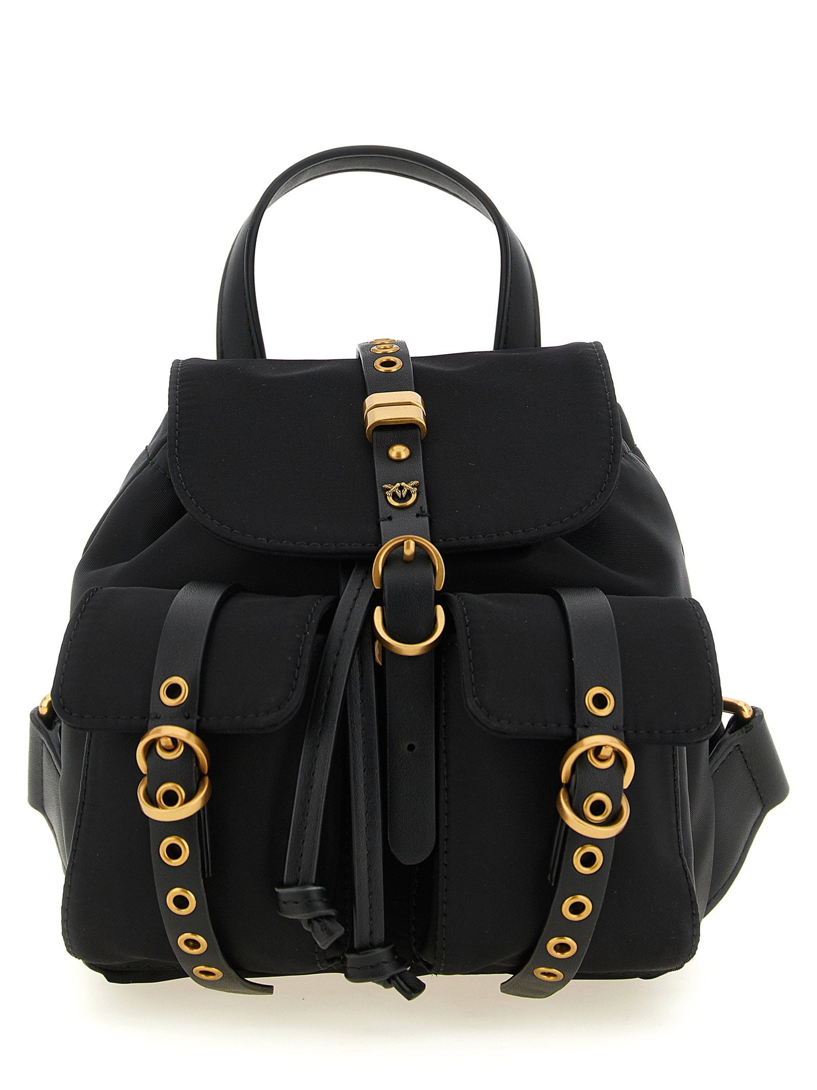 Pinko Nylon with Metal Hardware Mini Backpack — Black