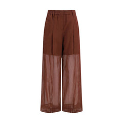 Women's Brown Cotton Casual Pants
