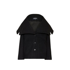 Women's Black Virgin Wool Coat Clothing