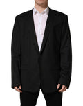 Men's Black Single Breasted 2 Button Suit Jacket Elastane Virgin Wool