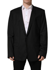 Men's Black Single Breasted 2 Button Suit Jacket Elastane Virgin Wool
