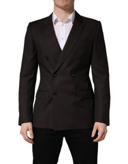 Men's Dark Violet Wool Double Breasted Suit Jacket Silk Virgin