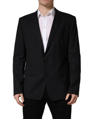 Men's Blue Single Breasted 2 Button Suit Jacket Navy Elastane Virgin Wool