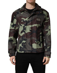 Men's Multicolor Camouflage Hooded Bomber Jacket Nylon Polyester Clothing