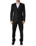Black Wool Slim Fit Formal 3 Piece Men Suit Virgin
