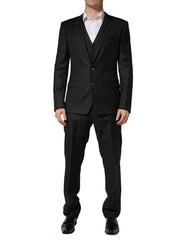 Black Wool Slim Fit Formal 3 Piece Men Suit Virgin