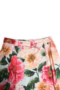 Women's Multicolor Floral High Waist Cropped Pants Cotton