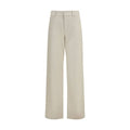 Women's Beige Cotton Straight-Leg Jeans Clothing