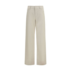 Women's Beige Cotton Straight-Leg Jeans Clothing