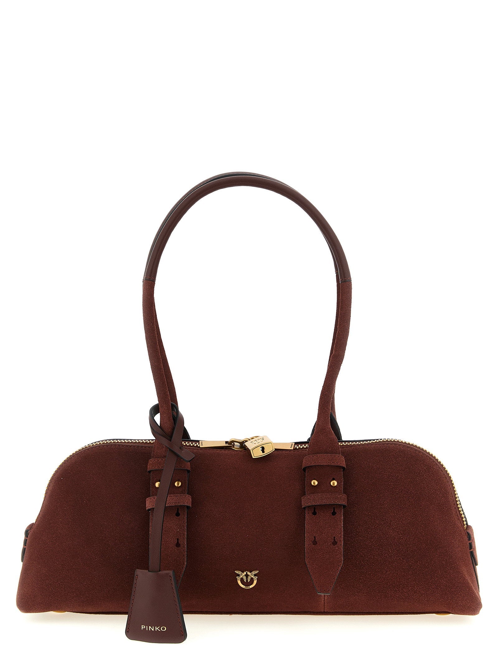 Pinko Bowling Baguette Shoulder Bag — Burgundy