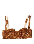 Women's Gold Sequined Nyon Balconnet Bra Underwear Nylon Clothing