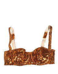 Women's Gold Sequined Nyon Balconnet Bra Underwear Nylon Clothing